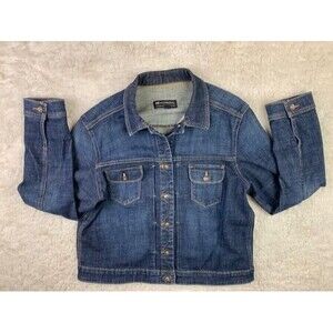 Lee Modern Series Size XL Womens Denim Jean Jacket Button Front Dark Wash